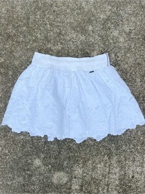 Vintage Hollister White Eyelet Lace Mini Skirt Elastic Waist Size Small